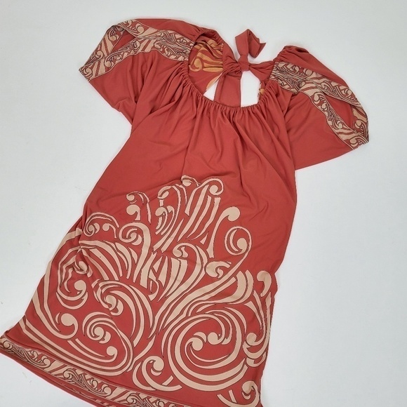 *Free with Purchase* BCBG MaxAzria Belted Tunic Top Abstract Blouse - Picture 8 of 11